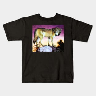 Wolf at Sunset Kids T-Shirt